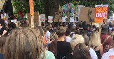 Protesters Throng Road Outside Downing Street