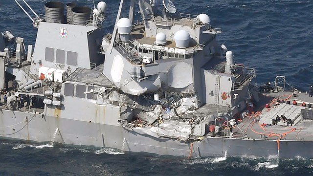 Missing sailors found dead after U.S. Navy destroyer collides with merchant ship