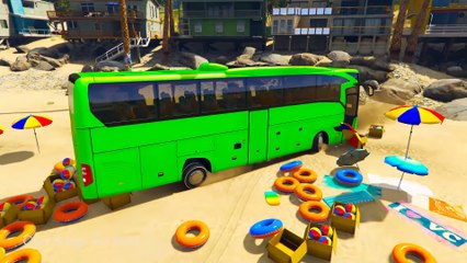 Learn Color Big Bus With Superheroes Cartoon For Kids And Spiderman For Babies