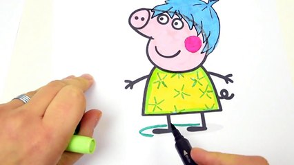 PEPPA PIG Transforms into Inside Out JOY custom drawing and coloring video for kids-YYUf