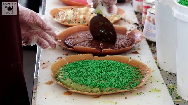 Indonesian Sweet Pancake - Martabak Manis - Street Food in Indonesia