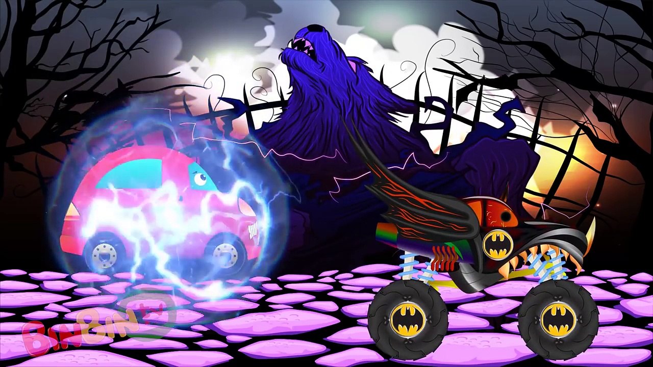 Little Red Car   Good vs Evil   Scary Batman Truck   Monster Trucks For Children   Kids Video
