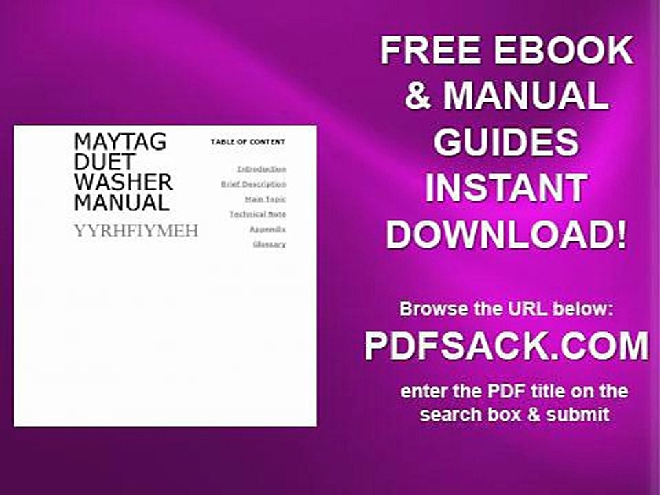 Maytag Duet Washer Manual
