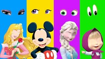 Finger family song Nursery Rhymes Masha Frozen Elsa Mickey Mouse Disney Princess Aurora Wrong Eyes