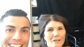 Cristiano Ronaldo and his mother Dolores having haircut and make up together