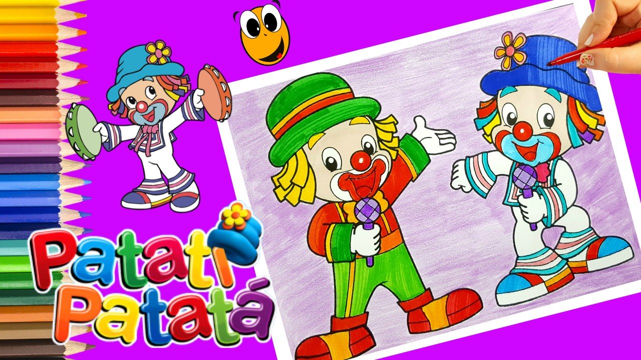 Palhaços Patati Patatá desenhos coloring clown with colored pencils and washable markers KOKI DISNEY