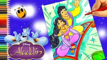 Coloring Princess Jasmine and Alladin colored pencils washable markers crayola glitter KOKI DISNEY