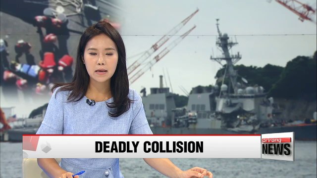 U.S. Navy recovers bodies after collision with container ship