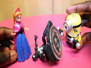 ELSA SAVES SPIDERMAN + MINION DESPICABLE ME 3 SPIDERMAN MARVEL ANNA FROZEN DISNEY Toys Kids Video