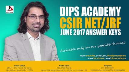 CSIR NET June 2017 Answer key Booklet B Que No.18 by Dips Academy