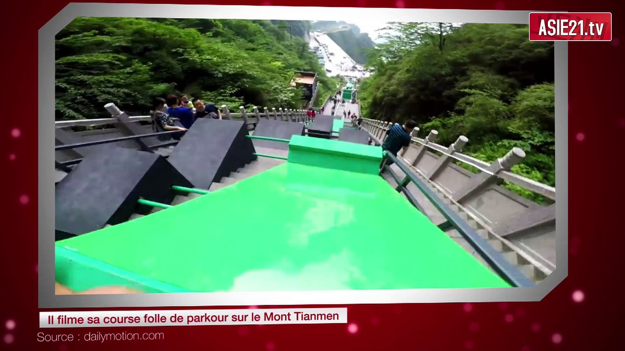 Il filme sa course folle de parkour sur le Mont Tianmen