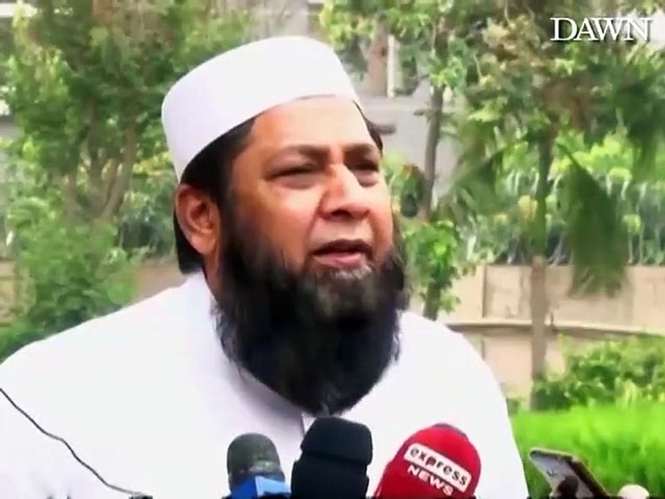 Inzamam-ul-Haq speaks to media in Lahore after champion trophy win