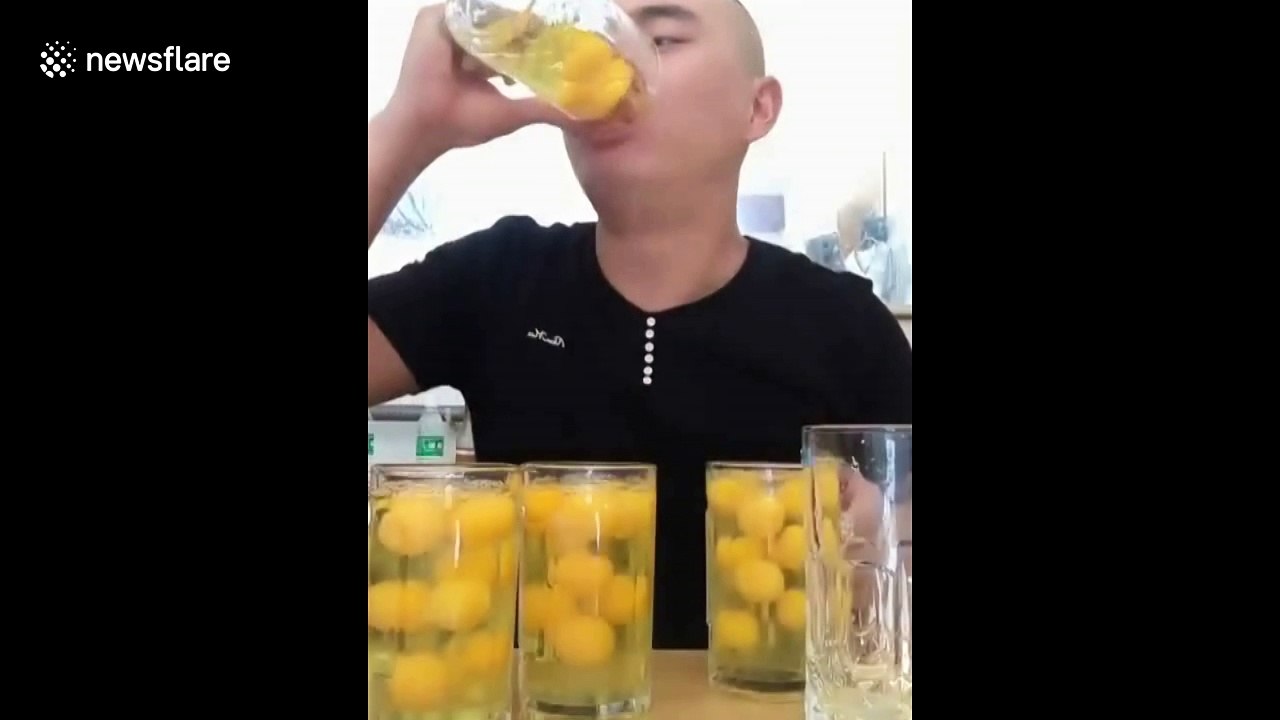 Chinese man drinks 50 raw eggs in 15 seconds