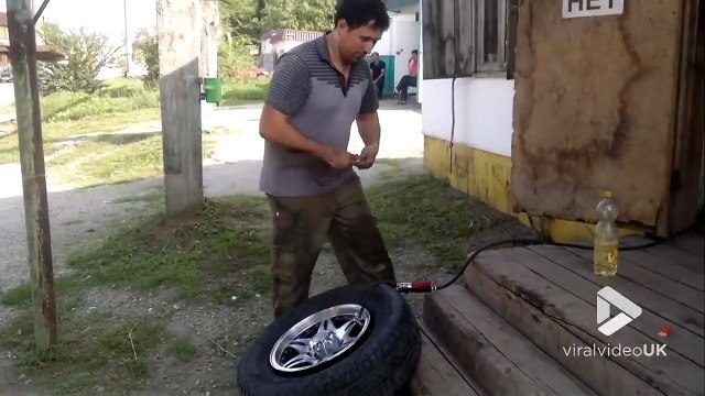Gonfler un pneu avec du feu !