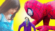 Spiderman vs Frozen Elsa LEARN MAGIC SHRINK Joker GETS SHRUNK Hulk Maleficent rescue Superhero funny