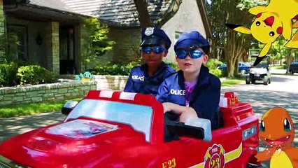 11.Little Heroes 36 Liar Liar Twin Kids Nerf War, Hidden Surprise Pokemon, Fire Truck & Kids Police Car_clip1