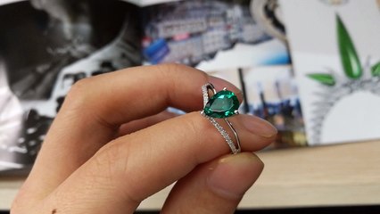 Pear Emerald Wedding Ring White Gold emerald ring