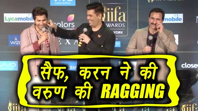 Varun Dhawan got RAGGED by Karan Johar and Saif Ali Khan during IIFA press con | FilmiBeat