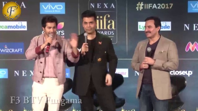 PRESS CONFERENCE OF 18TH NEXA IIFA AWARDS WITH KARAN JOHAR, SAIF ALI KHAN & VARUN DHAVAN