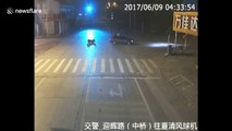 Scooter driver flies onto car roof during crash