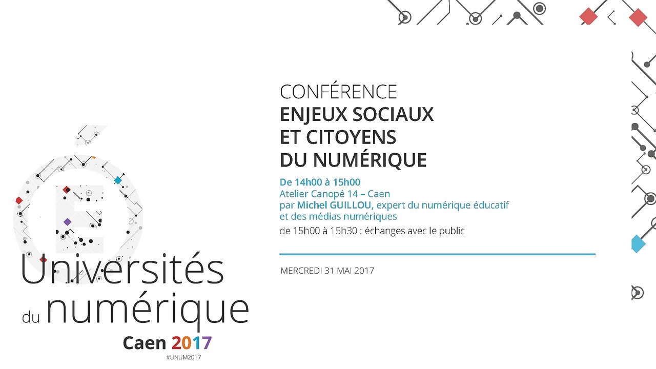 Conférence : Enjeux sociaux et citoyens du numérique
