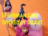 SPIDERMAN GETS TRICKED BY GIDGET   MOANA DISNEY SKYE PAW PATROL THE SECRET LIFE OF PETS Toys Kids Video