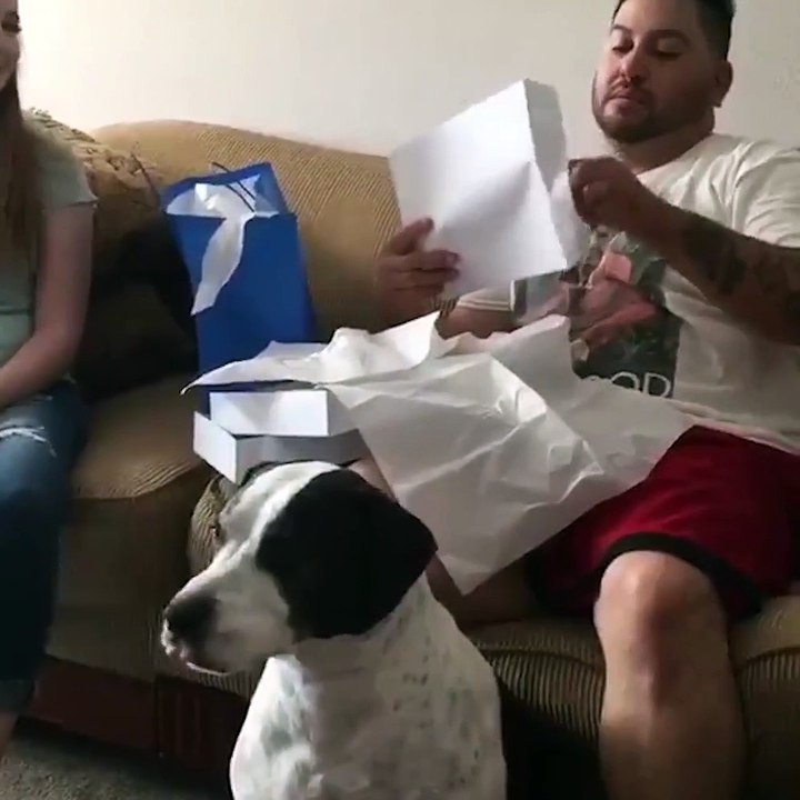 'Me and my sister surprised my step dad with adoption papers'...the dog at the end though! ❤