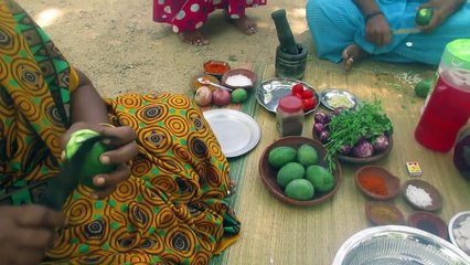 GRANDMA'S BRINJAL MANGO RECIPE   Village Style Cooking   VILLAGE FOOD