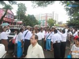 People march to Martyrs' Mausoleum in Rangoon