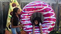 REAL FOOD vs GIANT INFLATABLE FOOD! family fun vlogs