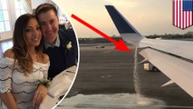 Plane trouble: honeymooners spot United Airlines plane leaking, then get left stranded - TomoNews