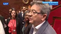 Jean-Luc Mélenchon dérangé par le drapeau européen à l'Assemblée nationale