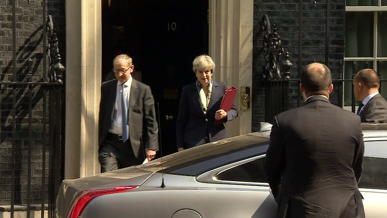 Theresa May leaves Downing Street for Queen's Speech