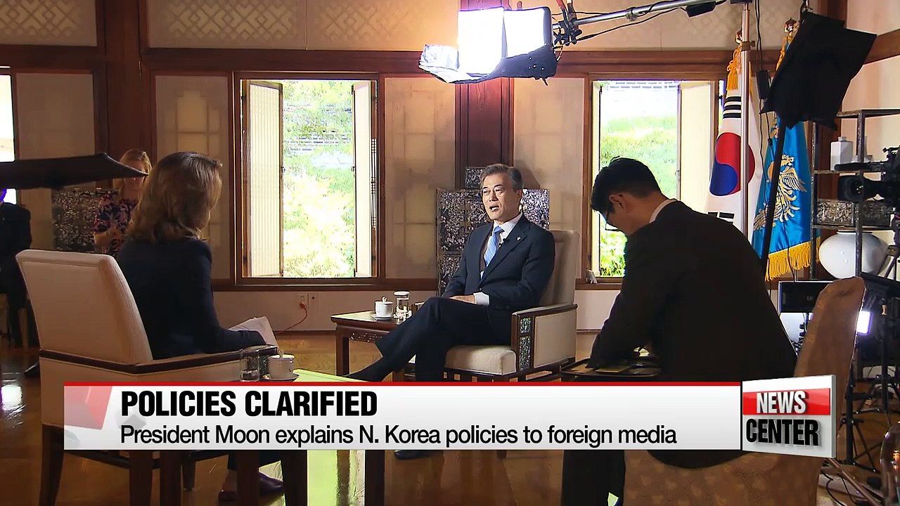 President Moon clarifies his North Korea policies to U.S. media