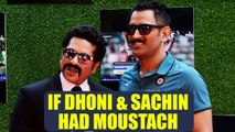 Shikhar Dhawan shares pics of Sachin Tendulkar , MS Dhoni, Rahul Dravid wearing fake mustaches | Oneindia News