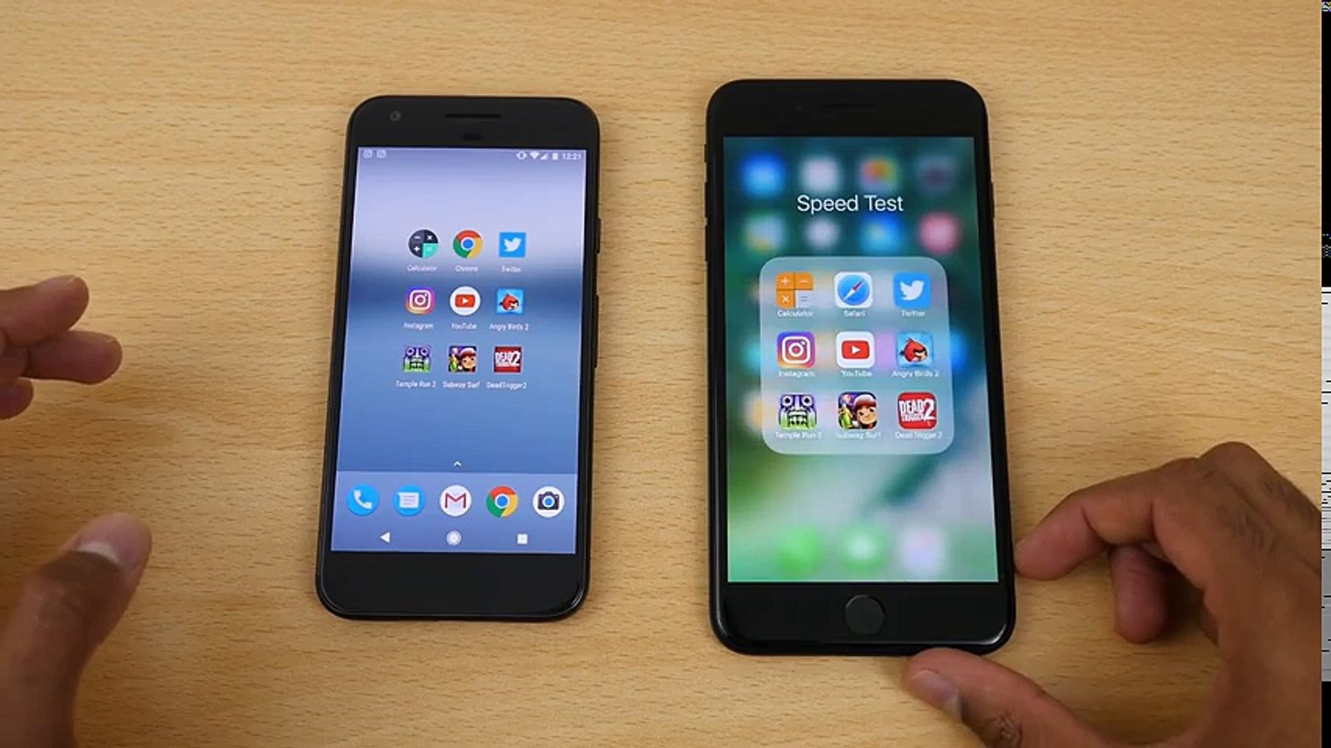 ⁣Google Pixel vs iPhone 7 Plus - Speed Test