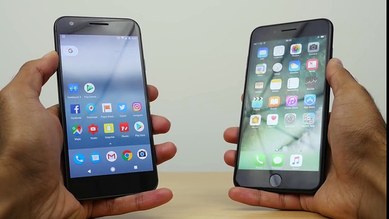 Google Pixel XL vs iPhone 7 Plus - Fingerprint Scanner Speed Test