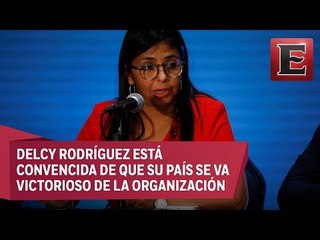 Canciller venezolana se despide de asamblea de la OEA en Cancún