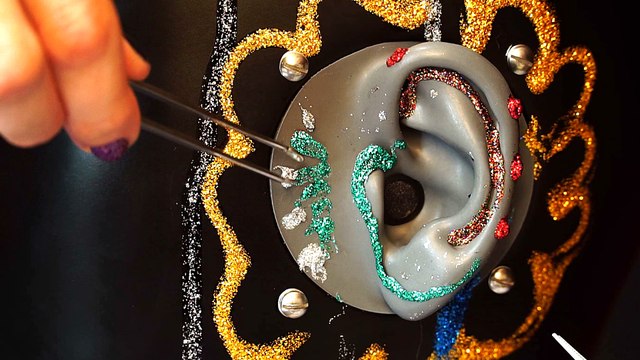 1 Hour ASMR Glitter Glue Ear Cleaning No Talking - B1E Binaural Dummy Head Microphone