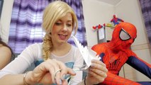 VAMPIRE Frozen Elsa ATTACK Spiderman Costume Prank! w/ CatWoman FUN IRL Superhero in Real