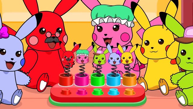 Pikachu Playing on Giant squishy Gumball toys Pokemon pikachu Cartoon Song for Kids