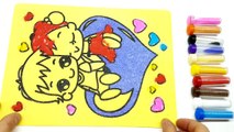 Heart Coloring Page | Sand Coloring Boy and Girl | Learn Colors for Children