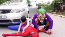 Elsa Baby Drives Car Crush Spiderman Under Joker Car ! When Joker Sleeping in Car In Super