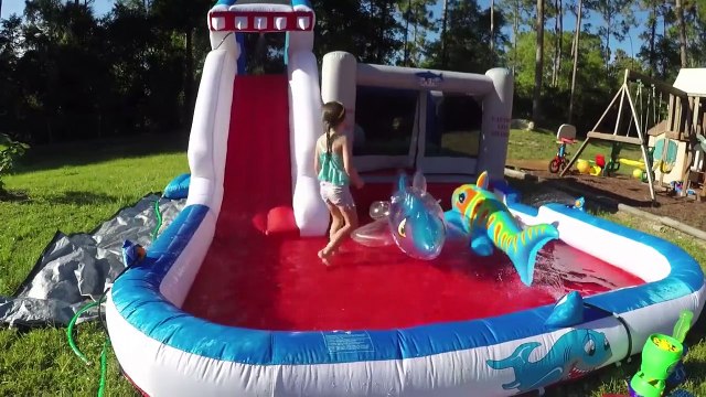 HUGE INFLATABLE SHARK WATERSLIDE and OUTDOOR BOUNCER BallPit