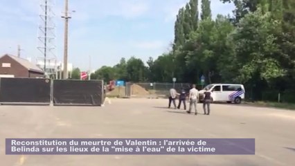 Arrivée de Belinda lors de la reconstitution du meurtre de Valentin