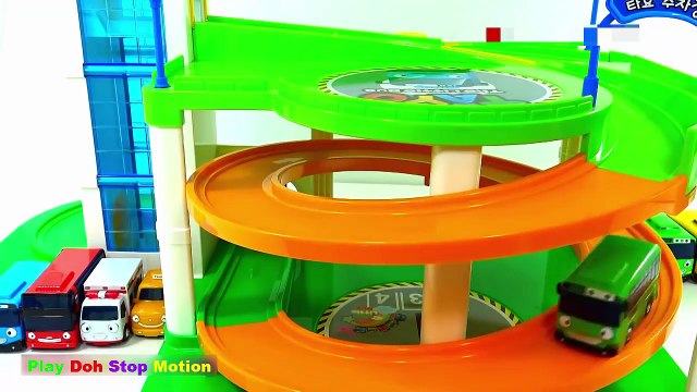 Tayo the Little Bus Friends Parking Garage Learn Colors Surprise Toys 타요 버스