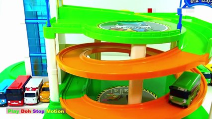 Tayo the Little Bus Friends Parking Garage Learn Colors Surprise Toys 타요 버스