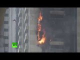 285-meter Sulafa Tower on fire in Dubai