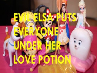 EVIL ELSA PUTS EVERYONE UNDER HER LOVE POTION + MAX MINION SPIDERMAN MINNIE MOUSE SKYE GIDGET MOANA ANNA Toys Kids Video