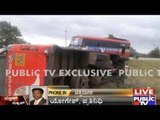Chitradurga: KSRTC Bus Driver Loses Control, Bus Topples